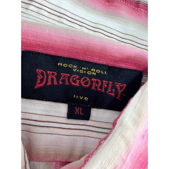 Dragonfly Rock n Roll Vision Men Shirt Button Up Short Sleeve XL - Picture 2 of 4